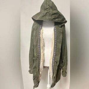 Hollister Vintage Y2K GreenMilitary
Style Hooded Jacket Drawstring 
Waist Medium